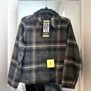 Banana Republic Women Button Down Plaid Shirt Jacket Gray Plaid S